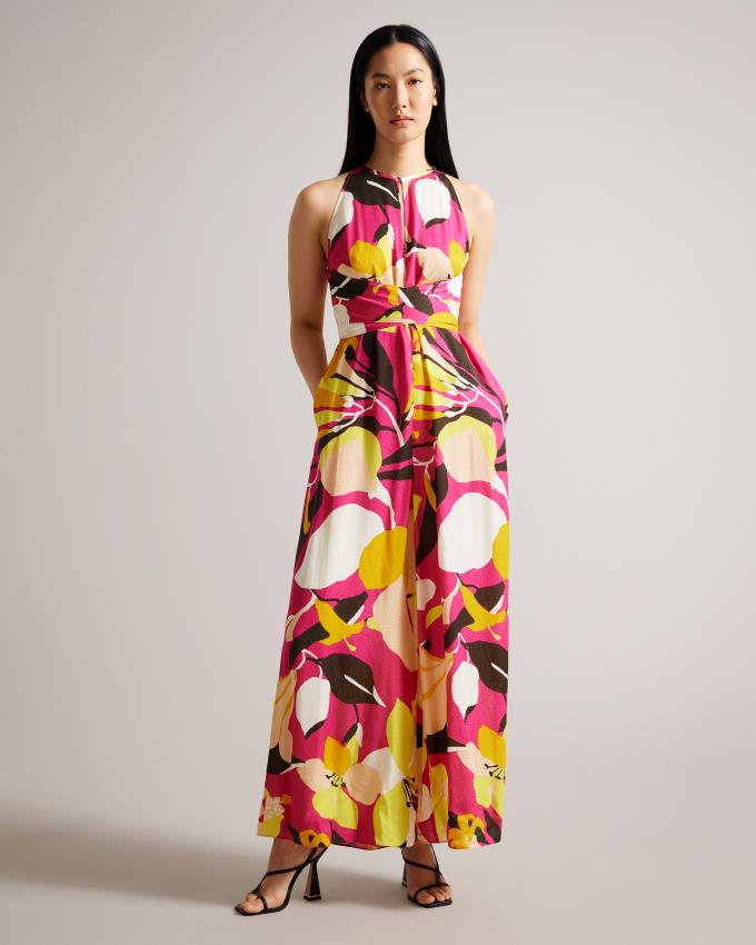 Combinaison Ted Baker Abstract Print With Wrap Bodice Rose Clair Femme | QOL-68221305